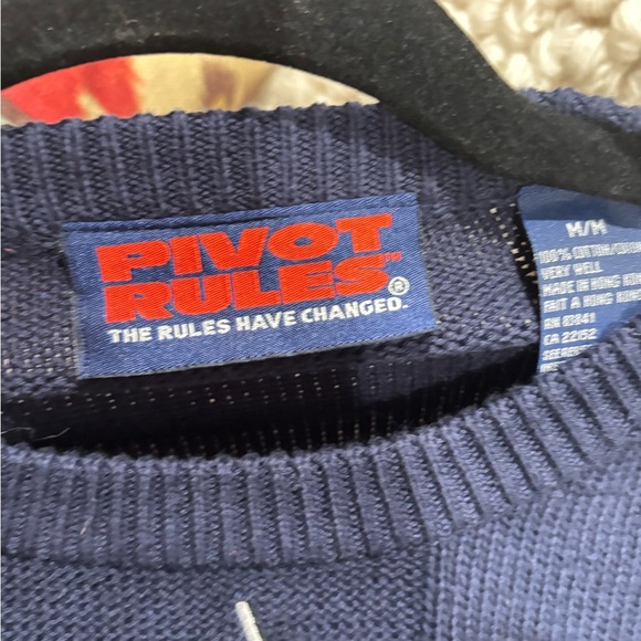 PIVOT RULES Vintage Navy Crewneck Golf Clubs Putters Cotton Sweater Men’s Medium - Picture 4 of 5